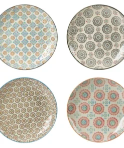 Table Passion Coffret De 4 Assiettes Plates 26 Cm En Grès Multicolore