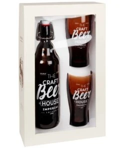 Maisons Du Monde Coffret Verres à Bière 0.5L (x2) Et Bouteille 1L En Verre Ambré - Lot De 2