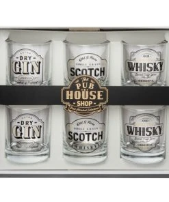 Maisons Du Monde Composition Verres (x6) Et Boîte En Carton Noir Et Doré