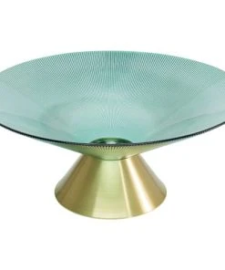 Kare Design Coupe En Verre Vert Et Acier Doré D35