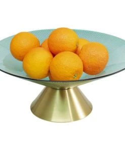 Kare Design Coupe En Verre Vert Et Acier Doré D35 -Chef&Sommelier-boutique coupe en verre vert et acier dore d35 3