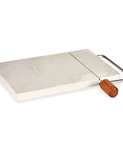 Wadiga Coupe Fromage Ou Foie Gras En Marbre Blanc Avec Fil De Coupe