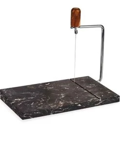 Wadiga Coupe Fromage Ou Foie Gras En Marbre Noir Avec Fil De Coupe -Chef&Sommelier-boutique coupe fromage ou foie gras en marbre noir avec fil de coupe 2