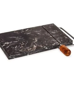 Wadiga Coupe Fromage Ou Foie Gras En Marbre Noir Avec Fil De Coupe