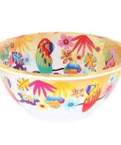 Les Jardins De La Comtesse Grand Saladier Avec Motif Perroquet Sur Dégradé Orange 25 Cm