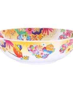 Les Jardins De La Comtesse Grand Saladier Mélamine Motif Perroquet Sur Dégradé Orange 31 Cm