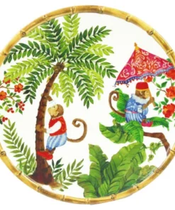Les Jardins De La Comtesse Grande Assiette Plate En Mélamine Décorée De Singes De Bali Ø 28 Cm