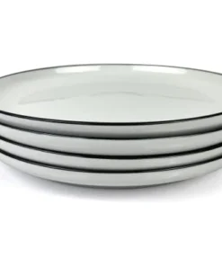 Becquet Lot De 4 Assiettes Plates En Céramique Blanc
