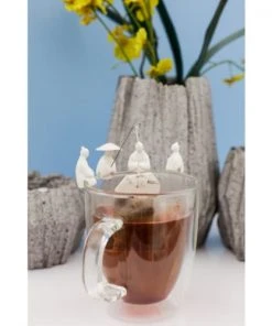 KIKKERLAND Lot De 4 Porte-sachets De Thé Pecheurs Silicone Blanc -Chef&Sommelier-boutique lot de 4 porte sachets de the pecheurs silicone blanc 3