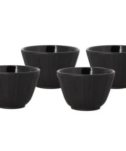 Novastyl Lot De 4 Tasses à Thé En Fonte Noire Mate Intérieur Verni 12cL