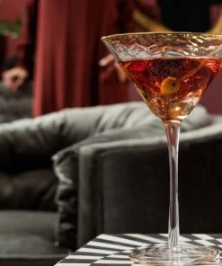 Kare Design Lot De 4 - Verre à Cocktail En Verre Bord Doré -Chef&Sommelier-boutique lot de 4 verre a cocktail en verre bord dore 2