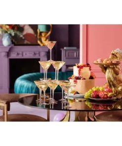 Kare Design Lot De 4 - Verre à Cocktail En Verre Bord Doré -Chef&Sommelier-boutique lot de 4 verre a cocktail en verre bord dore 4