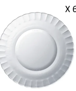 Duralex Lot De 6 - Assiette Plate Ondulée En Verre Résistant 26 Cm Transparent