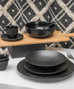 Table Passion Lot De 6 Assiettes à Dessert 21 Cm En Grès Noir -Chef&Sommelier-boutique lot de 6 assiettes a dessert 21 cm en gres noir 3