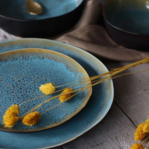 OGO Living Lot De 6 Assiettes à Dessert En Grès Bleu 20,5cm 6 OGO Living Lot De 6 Assiettes à Dessert En Grès Bleu 20,5cm – Image 4