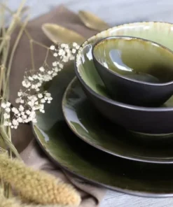 OGO Living Lot De 6 Assiettes à Dessert En Grès Vert 20cm -Chef&Sommelier-boutique lot de 6 assiettes a dessert en gres vert 20cm 2