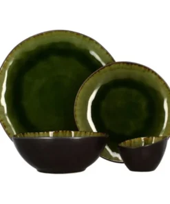 OGO Living Lot De 6 Assiettes à Dessert En Grès Vert 20cm -Chef&Sommelier-boutique lot de 6 assiettes a dessert en gres vert 20cm 5