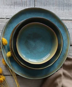 OGO Living Lot De 6 Assiettes Coupes En Grès Bleu 16cm -Chef&Sommelier-boutique lot de 6 assiettes coupes en gres bleu 16cm 2