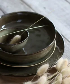 OGO Living Lot De 6 Assiettes Coupes En Grès Vert 20cm -Chef&Sommelier-boutique lot de 6 assiettes coupes en gres vert 20cm 2