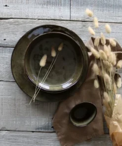 OGO Living Lot De 6 Assiettes Coupes En Grès Vert 20cm -Chef&Sommelier-boutique lot de 6 assiettes coupes en gres vert 20cm 3