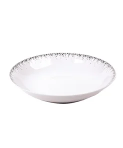 Table Passion Lot De 6 Assiettes Creuse Boréalis Gris 20 Cm En Porcelaine Blanc