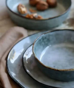 OGO Living Lot De 6 Assiettes Desserts En Grès Bleu 20,5cm -Chef&Sommelier-boutique lot de 6 assiettes desserts en gres bleu 20 5cm 2