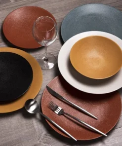 Table Passion Lot De 6 Assiettes Plate Terra 27 Cm En Grès Orange -Chef&Sommelier-boutique lot de 6 assiettes plate terra 27 cm en gres orange 2