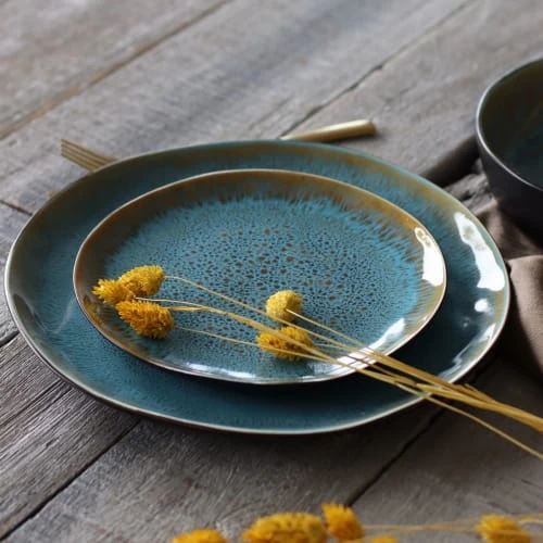 OGO Living Lot De 6 Assiettes Plates En Grès Bleu 27,5cm 4 OGO Living Lot De 6 Assiettes Plates En Grès Bleu 27,5cm – Image 2