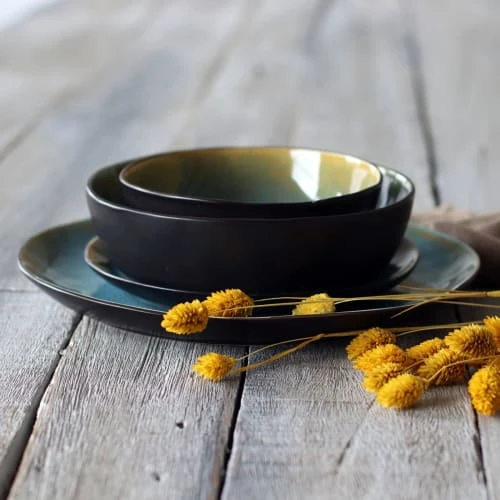 OGO Living Lot De 6 Assiettes Plates En Grès Bleu 27,5cm 5 OGO Living Lot De 6 Assiettes Plates En Grès Bleu 27,5cm – Image 3