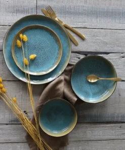 OGO Living Lot De 6 Assiettes Plates En Grès Bleu 27,5cm 12 OGO Living Lot De 6 Assiettes Plates En Grès Bleu 27,5cm -Chef&Sommelier-boutique lot de 6 assiettes plates en gres bleu 27 5cm 4