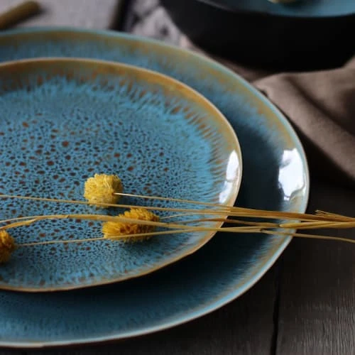 OGO Living Lot De 6 Assiettes Plates En Grès Bleu 27,5cm 8 OGO Living Lot De 6 Assiettes Plates En Grès Bleu 27,5cm – Image 6