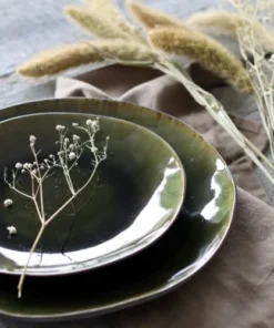 OGO Living Lot De 6 Assiettes Plates En Grès Vert 27,5cm -Chef&Sommelier-boutique lot de 6 assiettes plates en gres vert 27 5cm 3