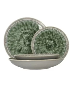 Novastyl Lot De 6 Assiettes Plates En Porcelaine émaillée Verte D27cm 9 Novastyl Lot De 6 Assiettes Plates En Porcelaine émaillée Verte D27cm -Chef&Sommelier-boutique lot de 6 assiettes plates en porcelaine emaillee verte d27cm 1