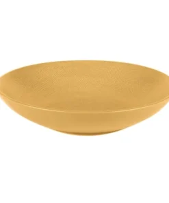 Table Passion Lot De 6 Grande Assiettes Creuse Safran 25 Cm En Grès Jaune