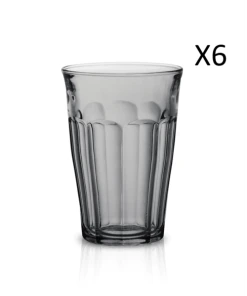 Duralex Lot De 6 - Verre à Cocktail 36cl En Verre Trempé Résistant Teinté Gris