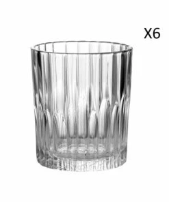 Duralex Lot De 6 -Verre à Cocktail Strié Bas 22 Cl En Verre Trempé Transparent