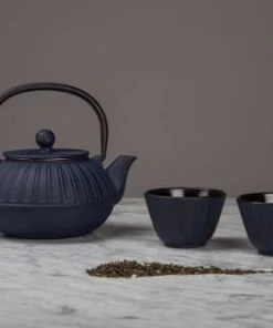 Novastyl Lot Théière Et Deux Tasses En Fonte Bleue -Chef&Sommelier-boutique lot theiere et deux tasses en fonte bleue 5