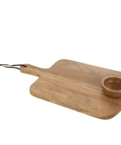 LANADECO Planche A Découper 43x25cm Et Bol Bois De Manguier