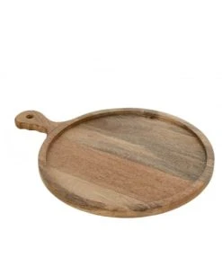 LANADECO Planche A Découper Ronde Anse Bois De Manguier 40x30cm