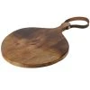 Wadiga Planche à Découper Ronde En Bois De Manguier Et Anse Cuir -Chef&Sommelier-boutique planche a decouper ronde en bois de manguier et anse cuir