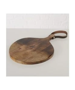 Wadiga Planche à Découper Ronde En Bois De Manguier Et Anse Cuir -Chef&Sommelier-boutique planche a decouper ronde en bois de manguier et anse cuir 4