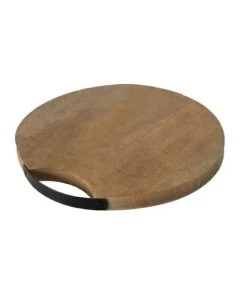 Wadiga Planche à Découper Ronde En Bois Et Métal Noir D33cm