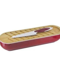 Saveur Et Degustation Planche à Pain Avec Corbeille Et Couteau Rouge