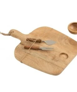 LANADECO Planche + Couteau + Bol Bois De Manguier 42x30cm -Chef&Sommelier-boutique planche couteau bol bois de manguier 42x30cm 1