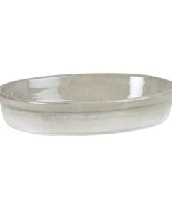 Maisons Du Monde Plat à Gratin En Grès Blanc Et Gris PM