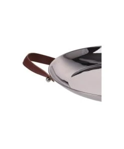 Wadiga Plat De Service En Inox Avec Poignées Similicuir Marron D41,5cm -Chef&Sommelier-boutique plat de service en inox avec poignees similicuir marron d41 5cm 1