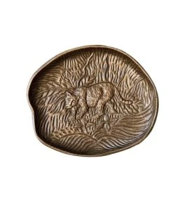 Artesa Plat En Relief Avec Motif Léopard En Aluminium Doré