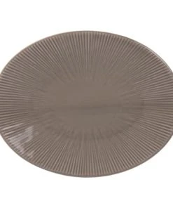 Table Passion Plat Ovale Bohémia 41,5 Cm En Grès Gris