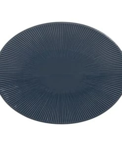 Table Passion Plat Ovale Bohémia 41,5cm En Grès Bleu