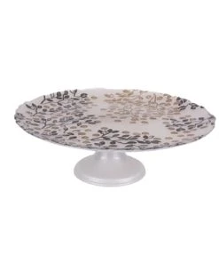Table Passion Plat Sur Pied Berry 33 Cm Or En Verre Transparent